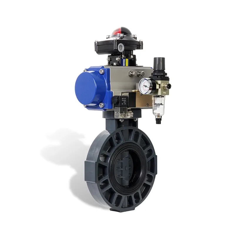 Supmea Pneumatic PVC Wafer Butterfly Valve
